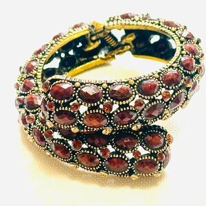 Elegant Garnet and Gold Bracelet/ Bangle